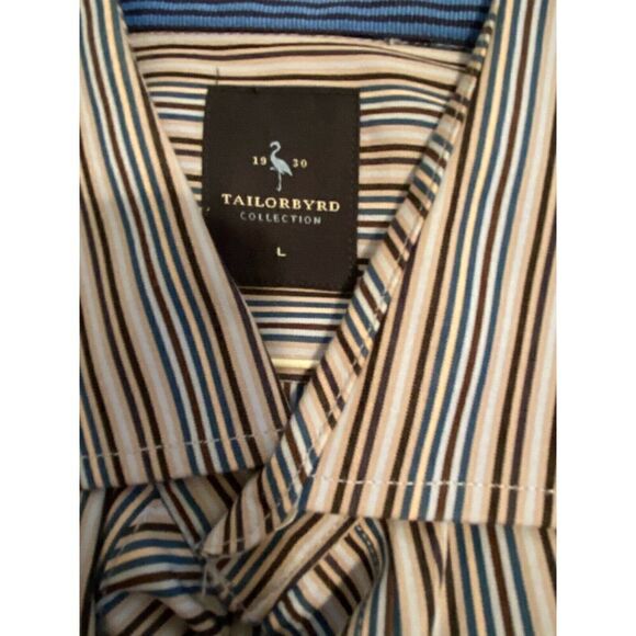 TailorByrd MensStriped Long Sleeve  Flip Cuff Sz L - Picture 1 of 5